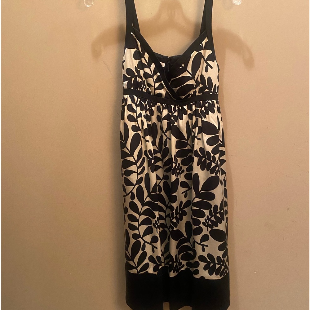 Maggie London Silk sleeveless babydoll slip dress champagne & black midi length - Picture 3 of 5